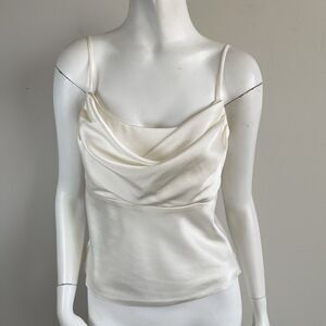 Adelyn Rae Cowl Neck Satin Cami Top Y2K Party Cocktail Coquette Size Small Ivory